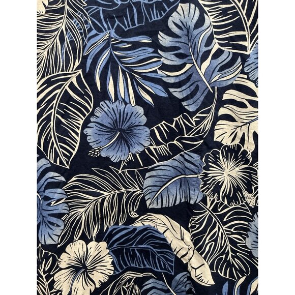 Talbots Hibiscus Palms Tunic XL Blue White VNeck 3/4 Sleeve - Picture 6 of 10